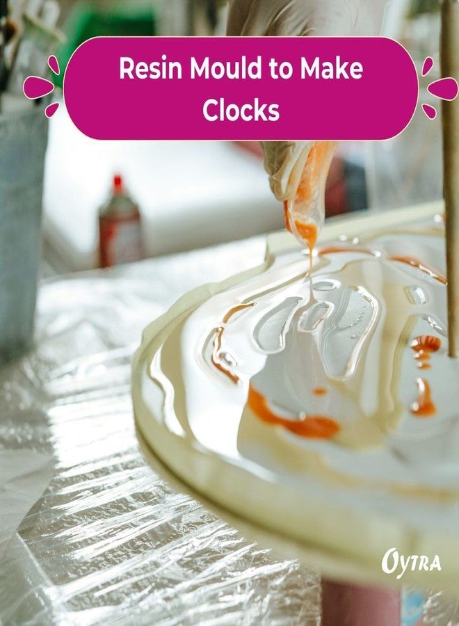 Oytra Resin Mould DIY Clock Art Silicone Mold 8 Inch with Roman Numerals Round Wall Clock Transparent Handmade Crafts Set Materials for Beginners - Image 3